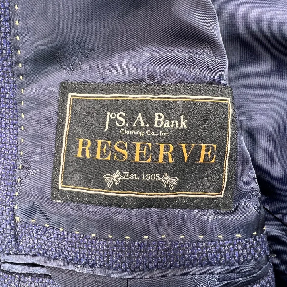 Jos. A. Bank Reserve Wool Cashmere Blazer Sport Coat Men 44L Navy Reda Italy